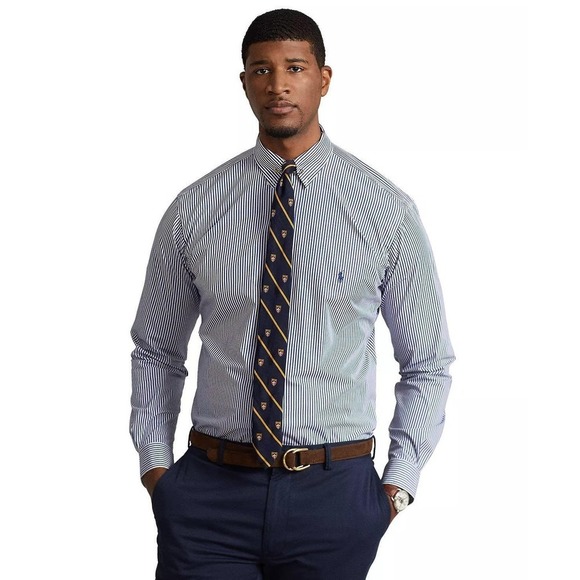 Polo Ralph Lauren Other - Polo Ralph Lauren Men's Big & Tall Striped Stretch Poplin Shirt Navy 2XLT NWT